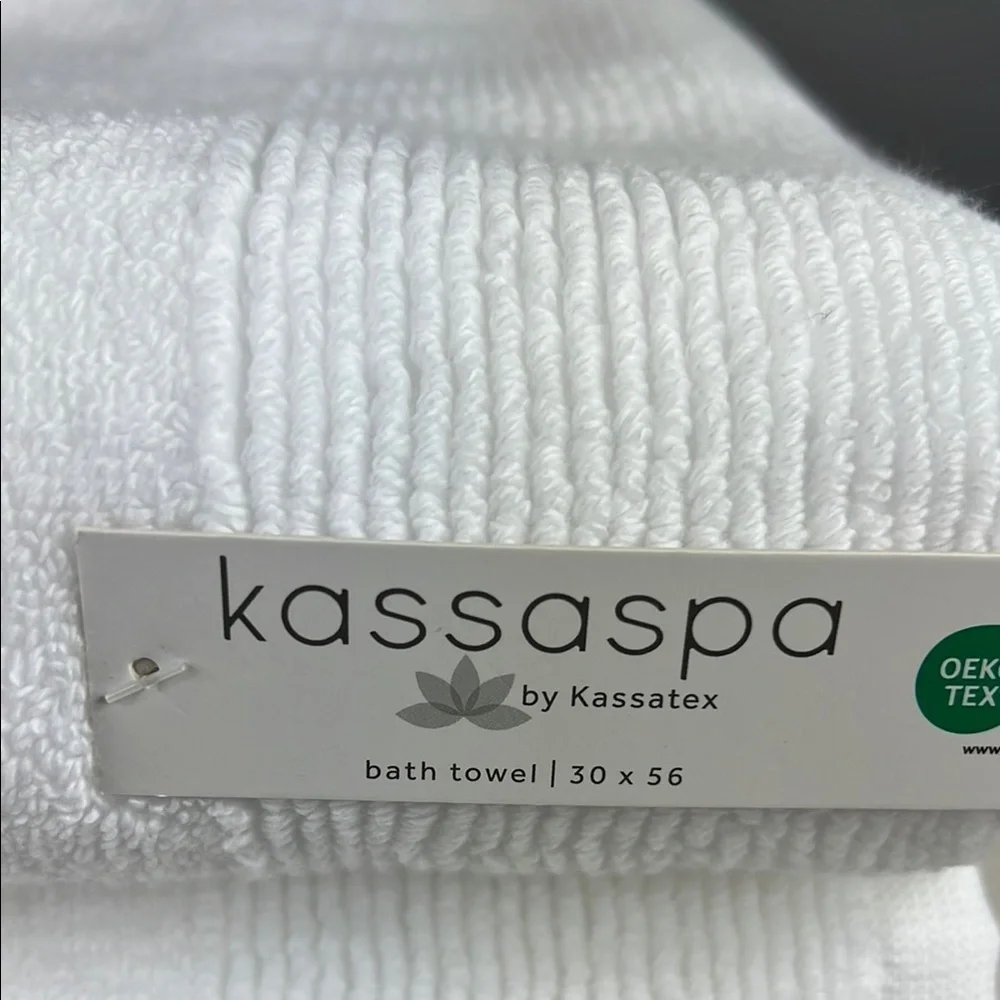 Kassa Spa White Bath Towel Set 100% Cotton 2 Bath Set of 2 NEW